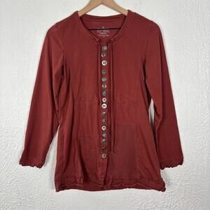 Neon Buddha Button Front Long Sleeve Top Size Medium